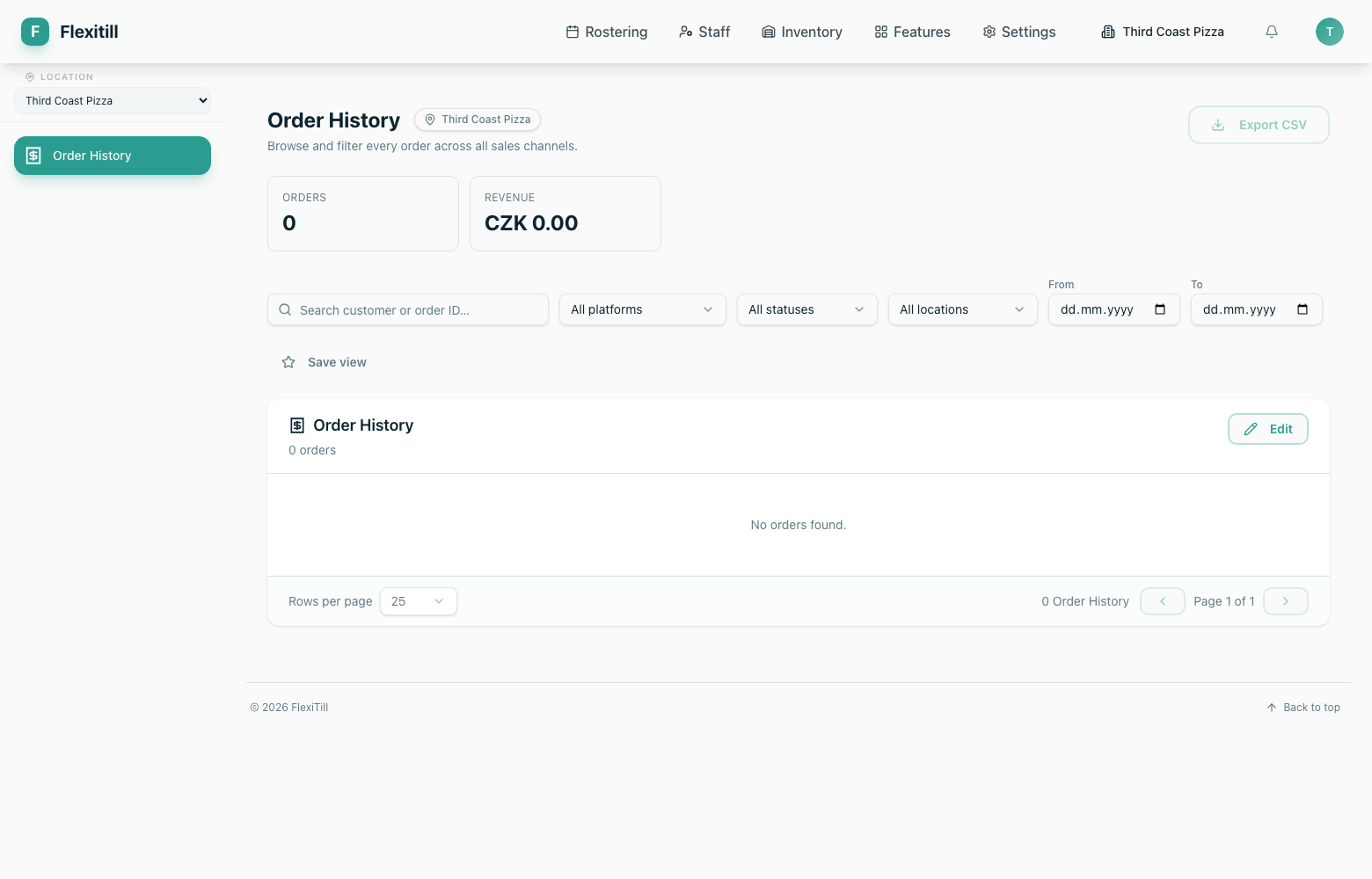 Delivery order history