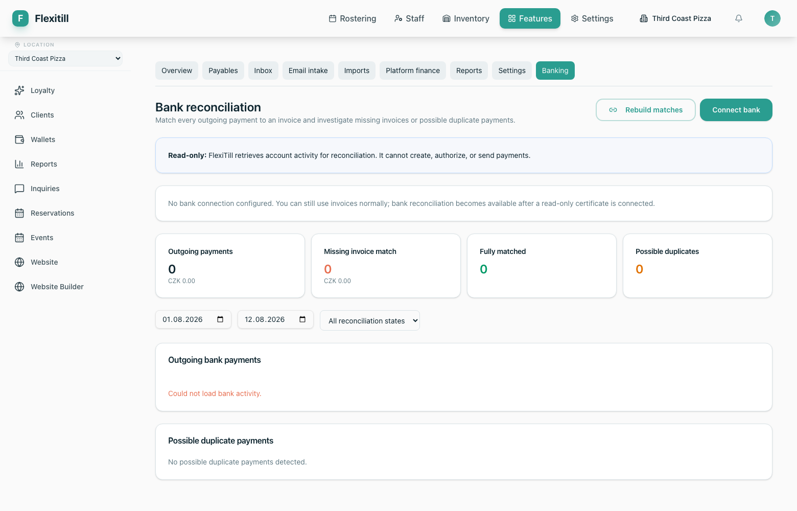 Bank reconciliation