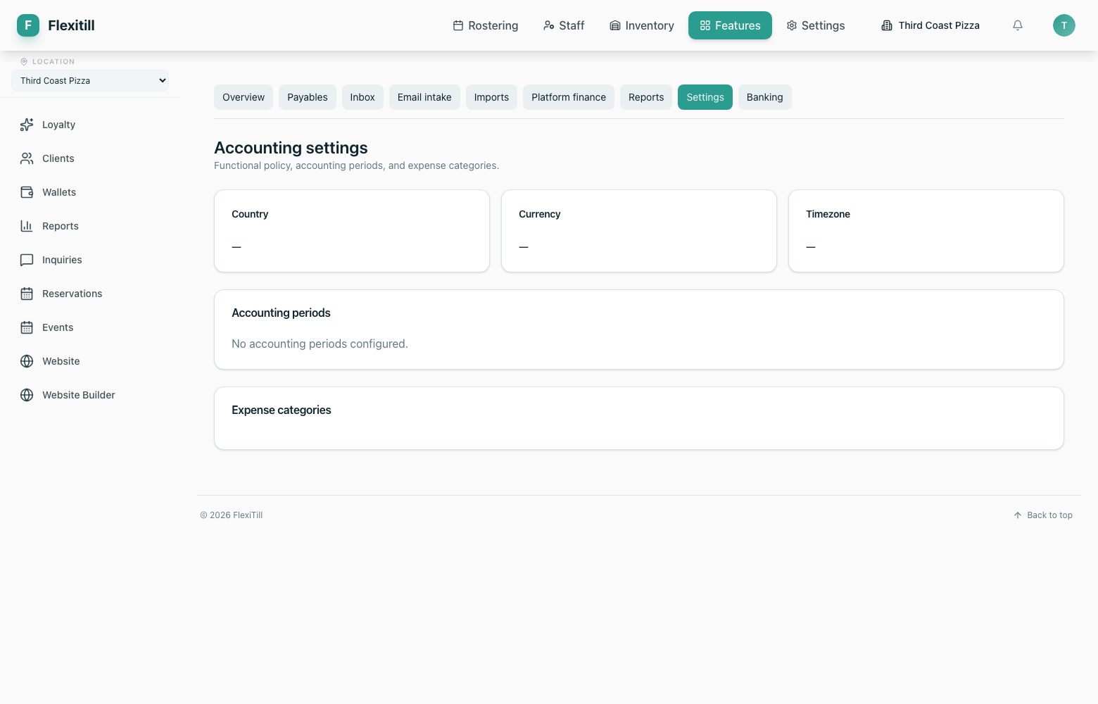 Accounting settings