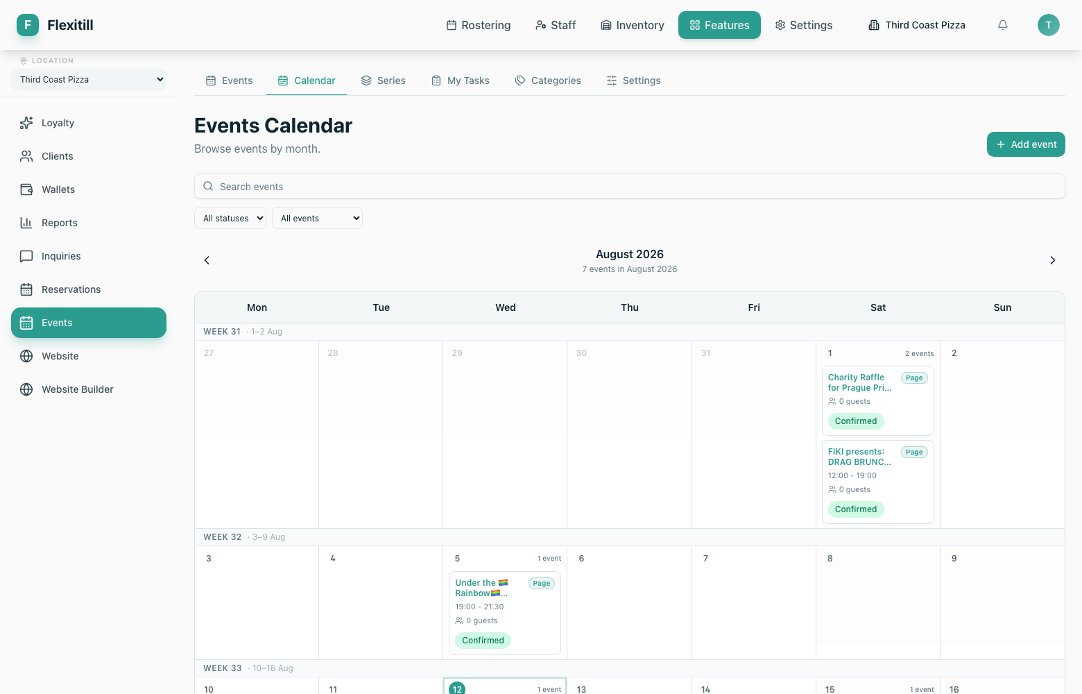 Events calendar