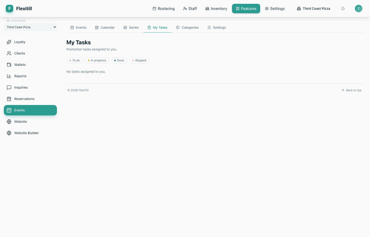 My event tasks