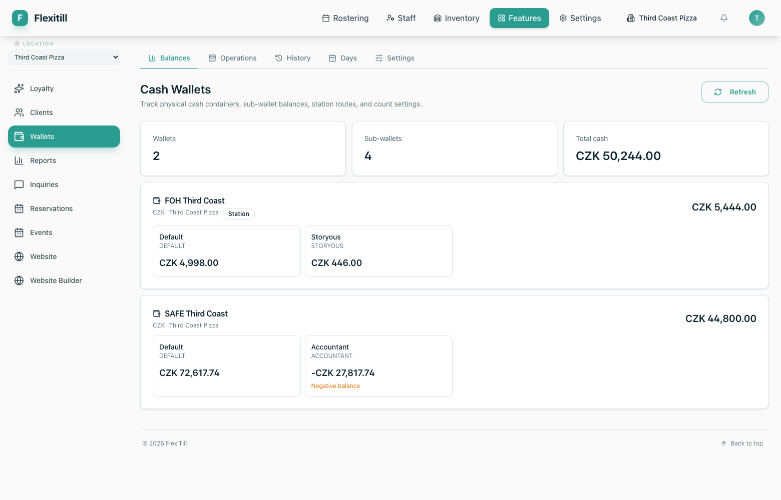 Cash wallets overview