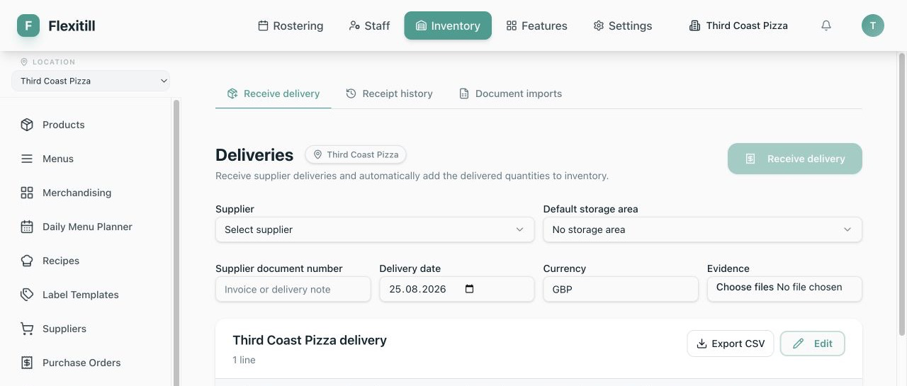 Local Delivery receiving workflow