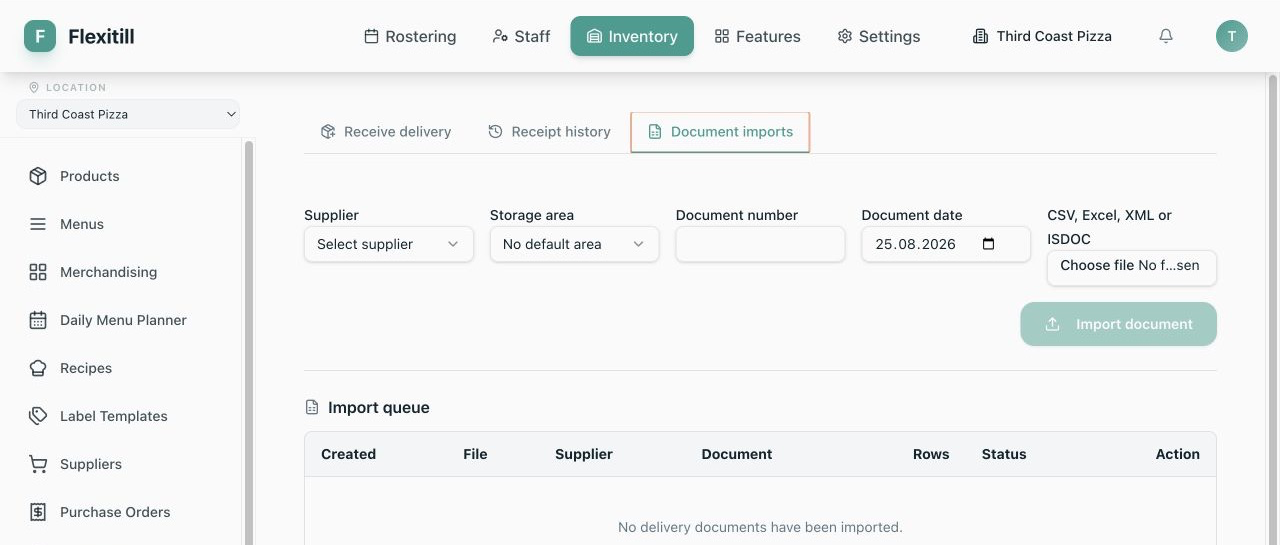 Local Delivery document import and row matching workflow