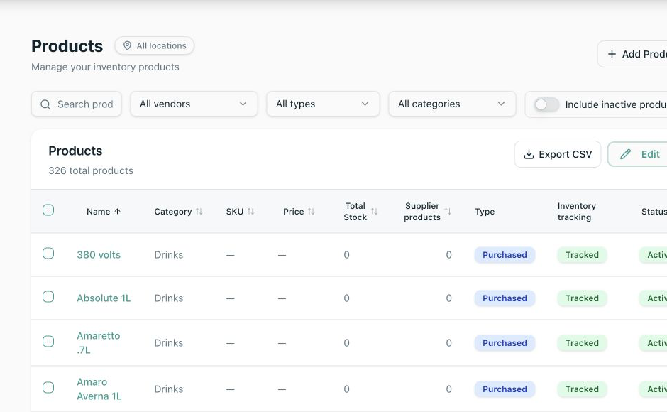 Local Flexitill Product list with Add Product action