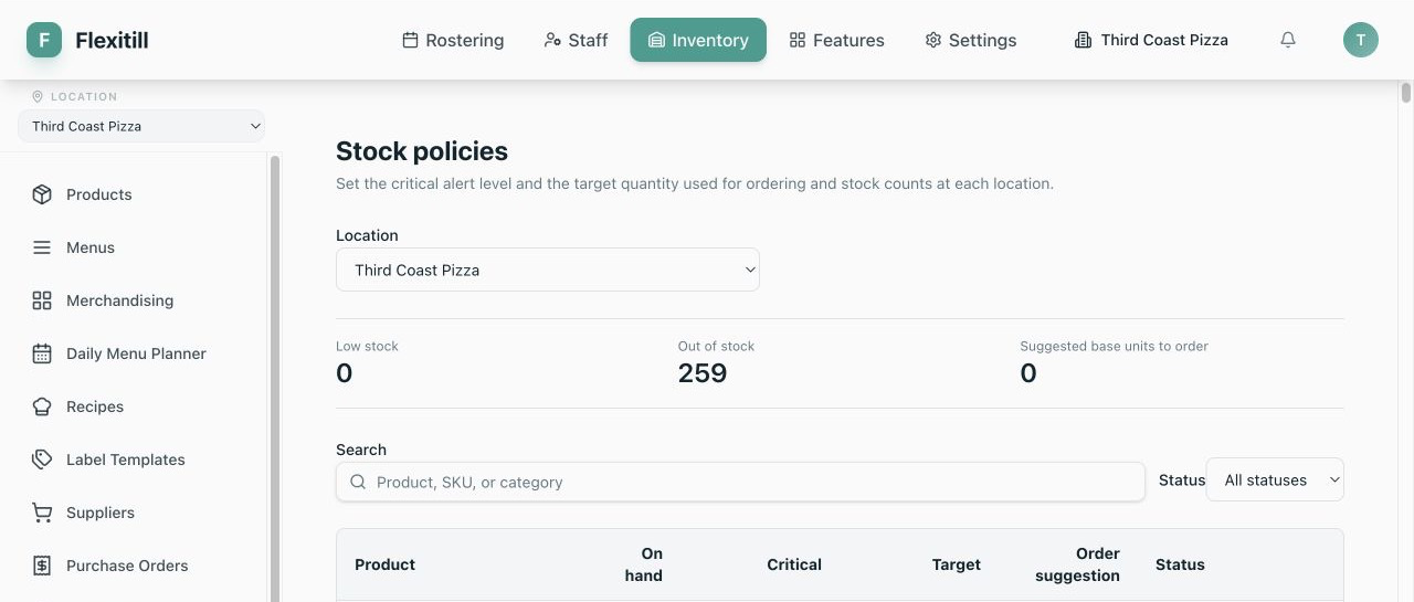 Local Stock Policies workflow