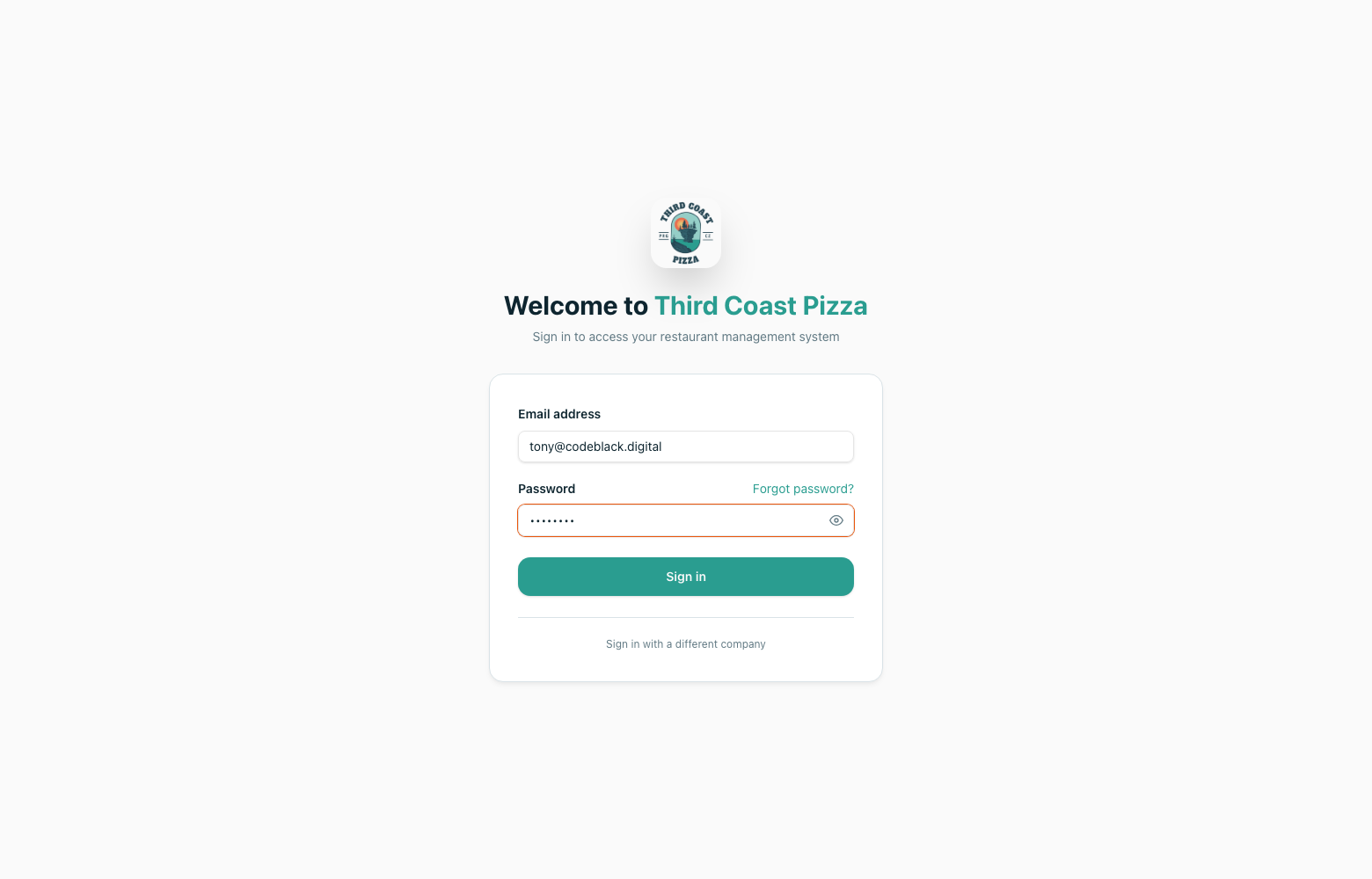 Login form with credentials entered