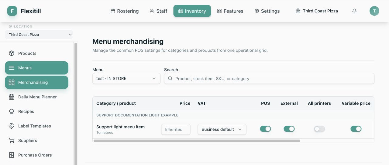 Local Menu Merchandising bulk workflow