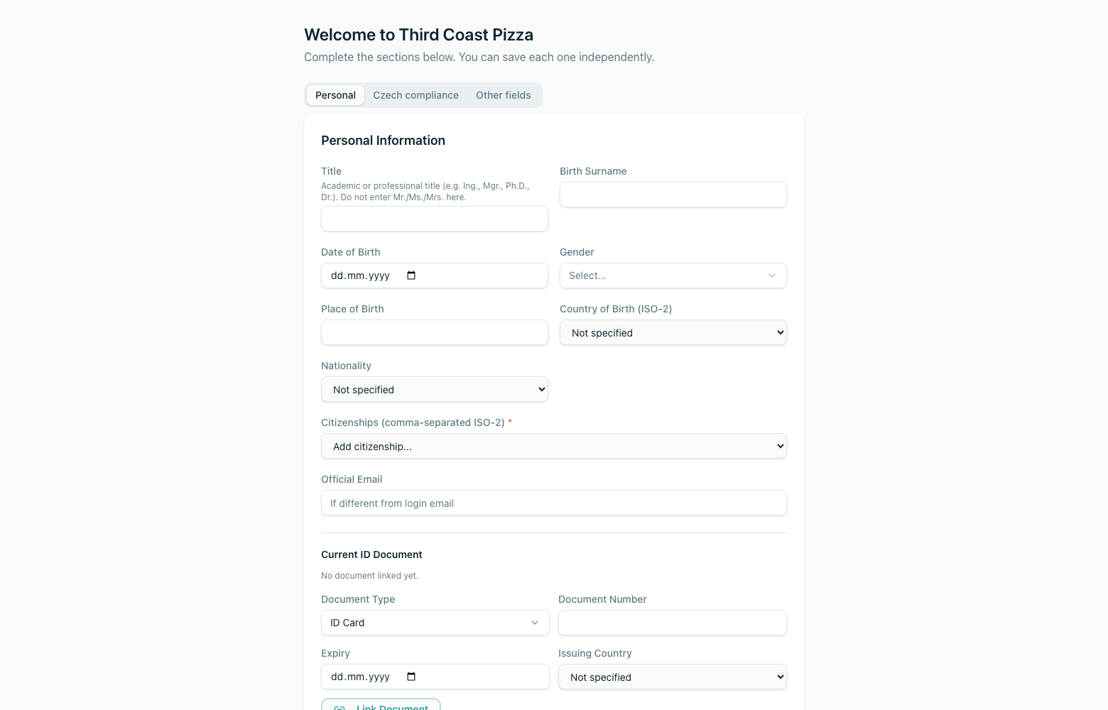 New employee onboarding welcome screen