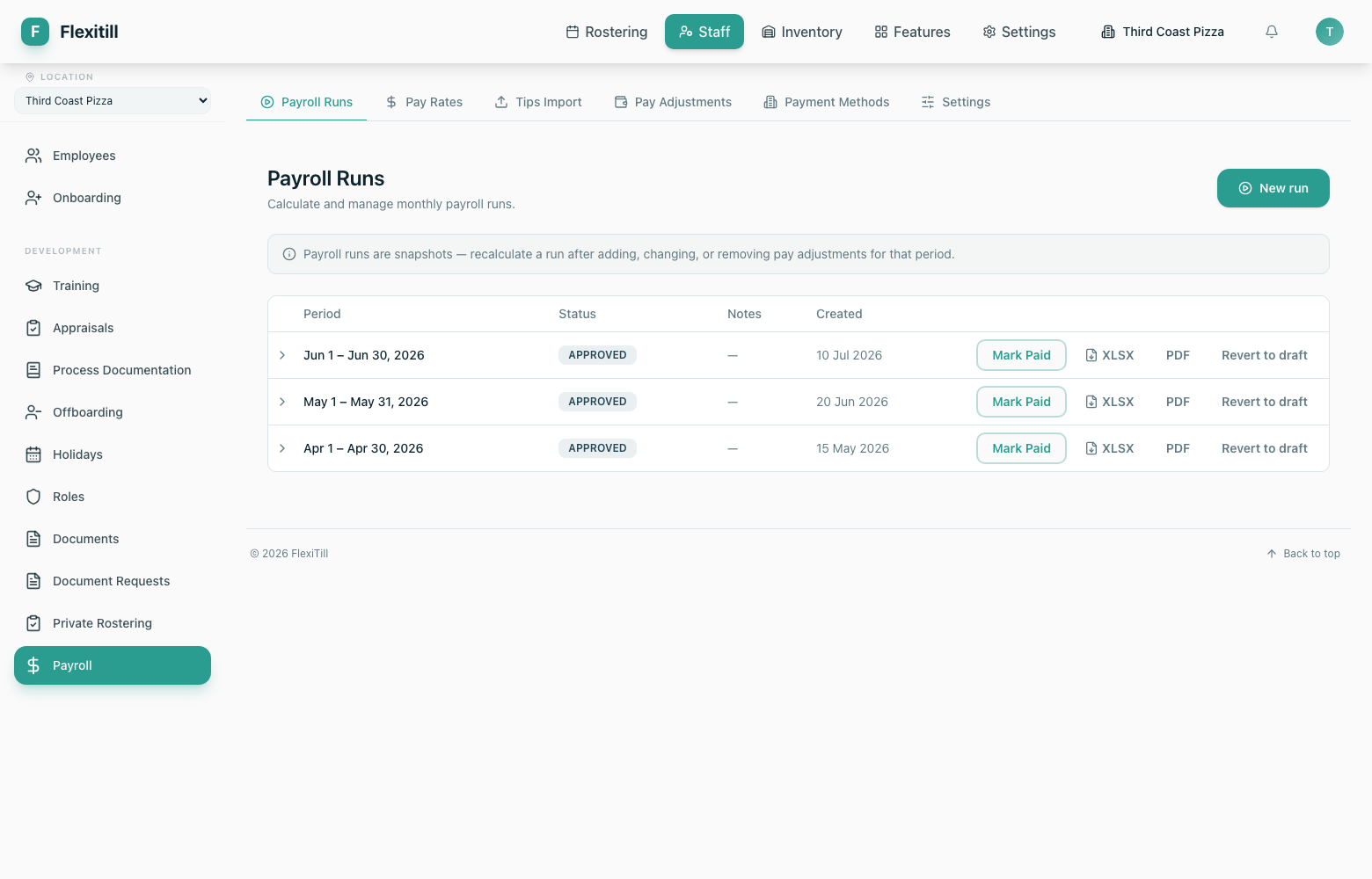 Payroll runs