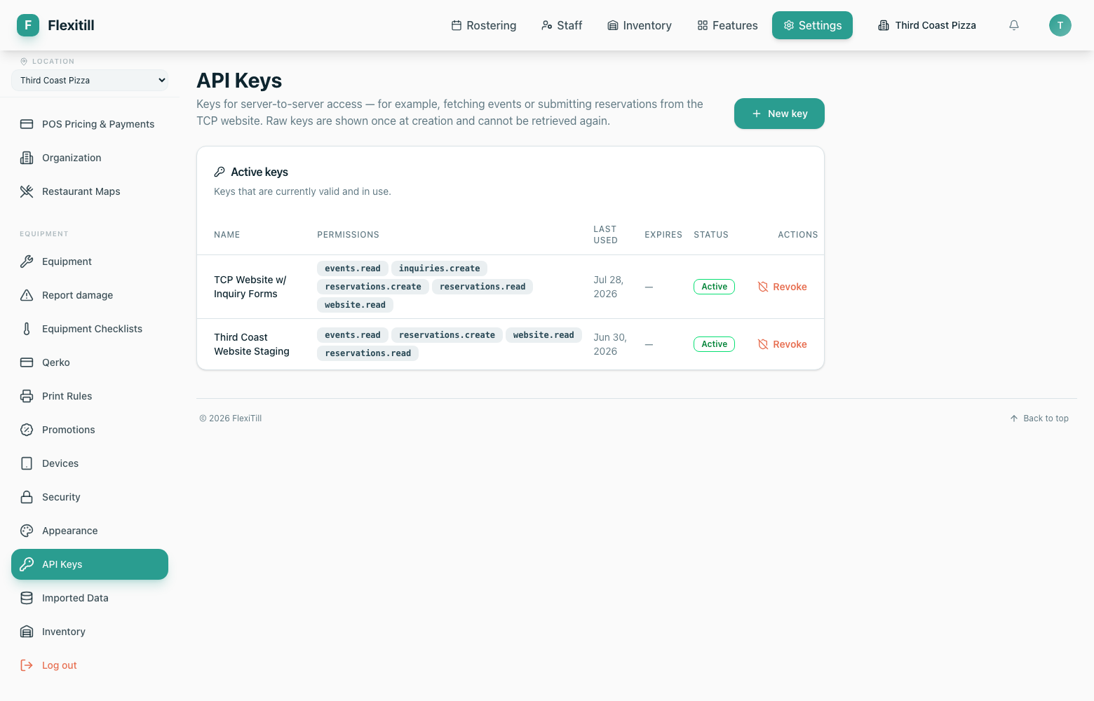 API keys