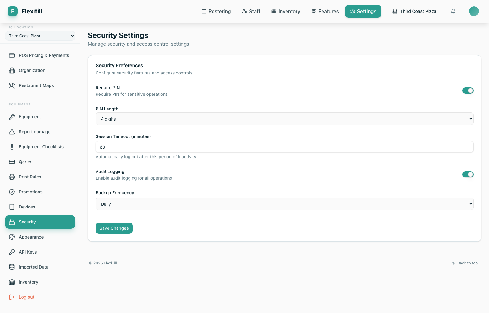 Security settings