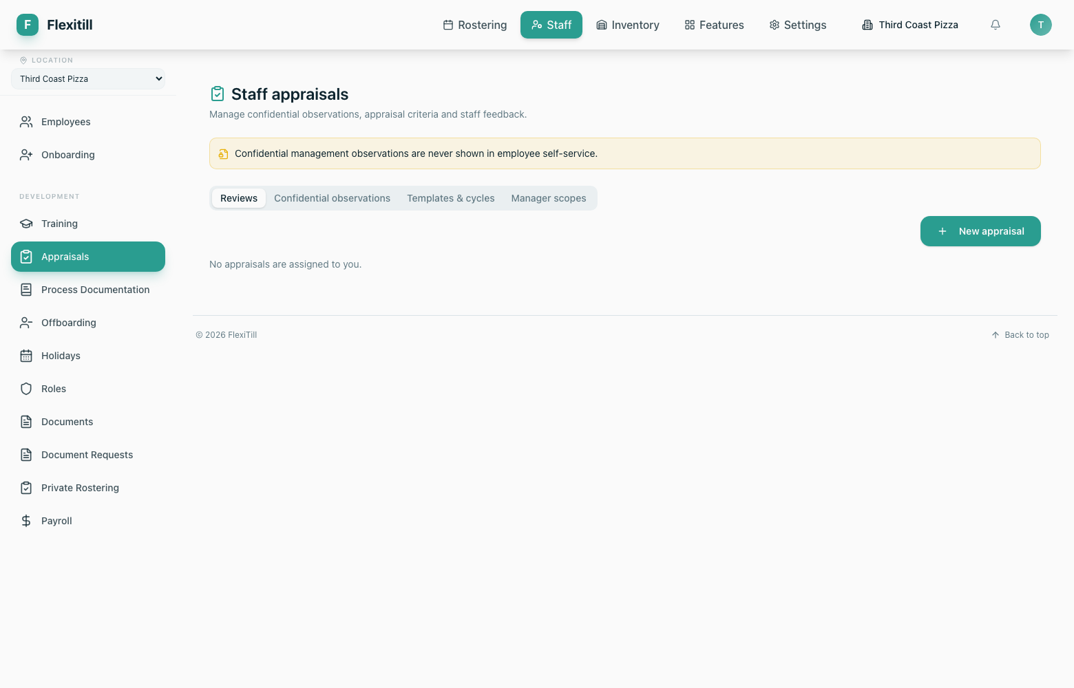 Staff appraisals