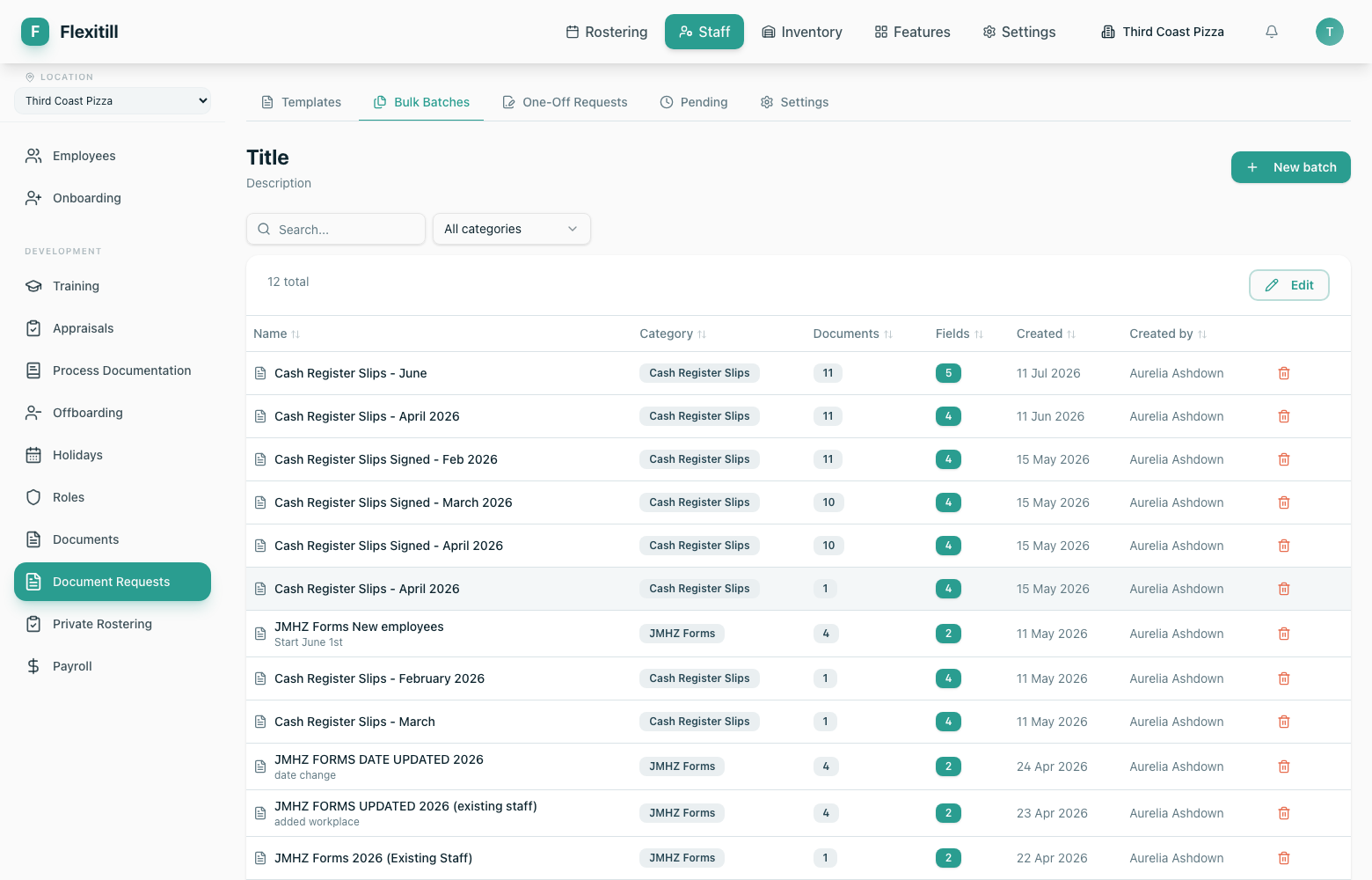 Bulk document batches