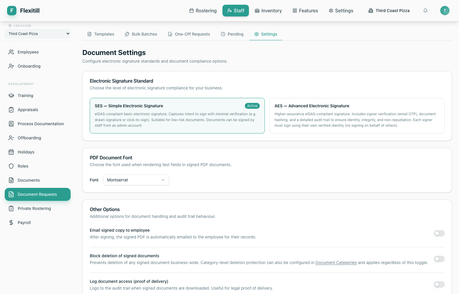 Document settings