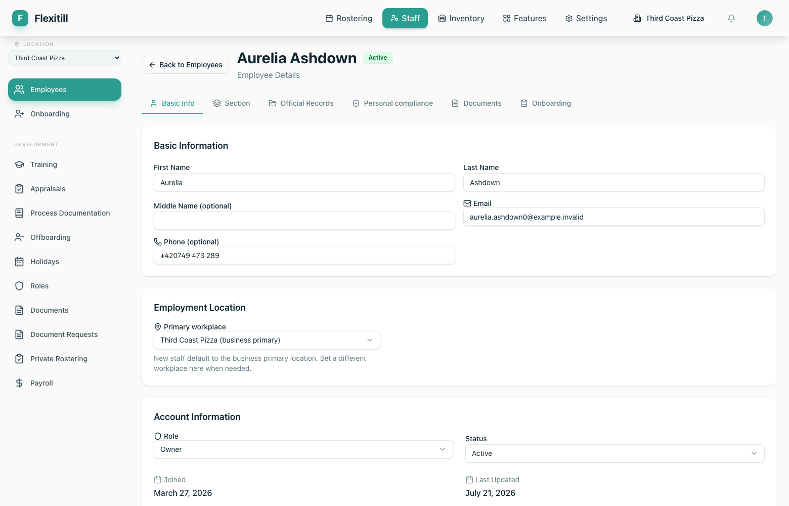 An employee record
