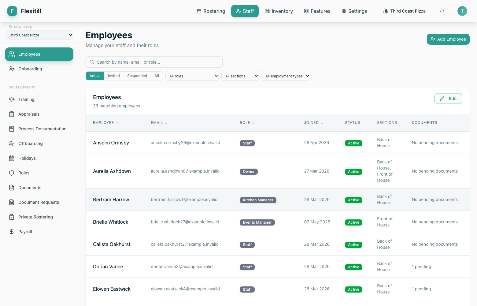 Employee list