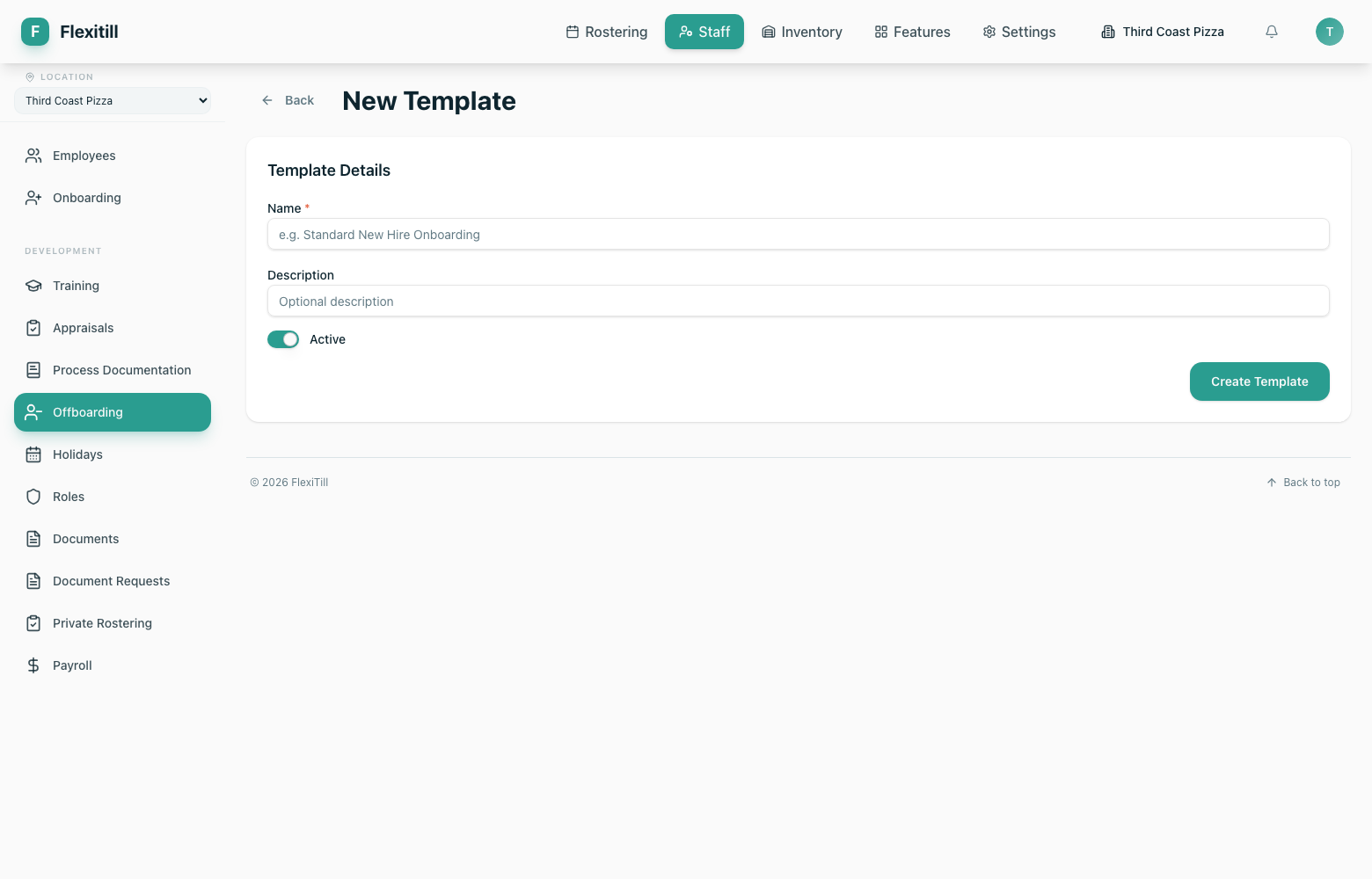 Creating an offboarding template