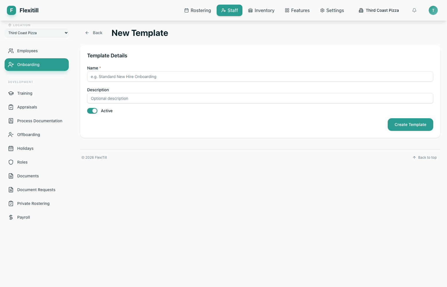 Creating an onboarding template