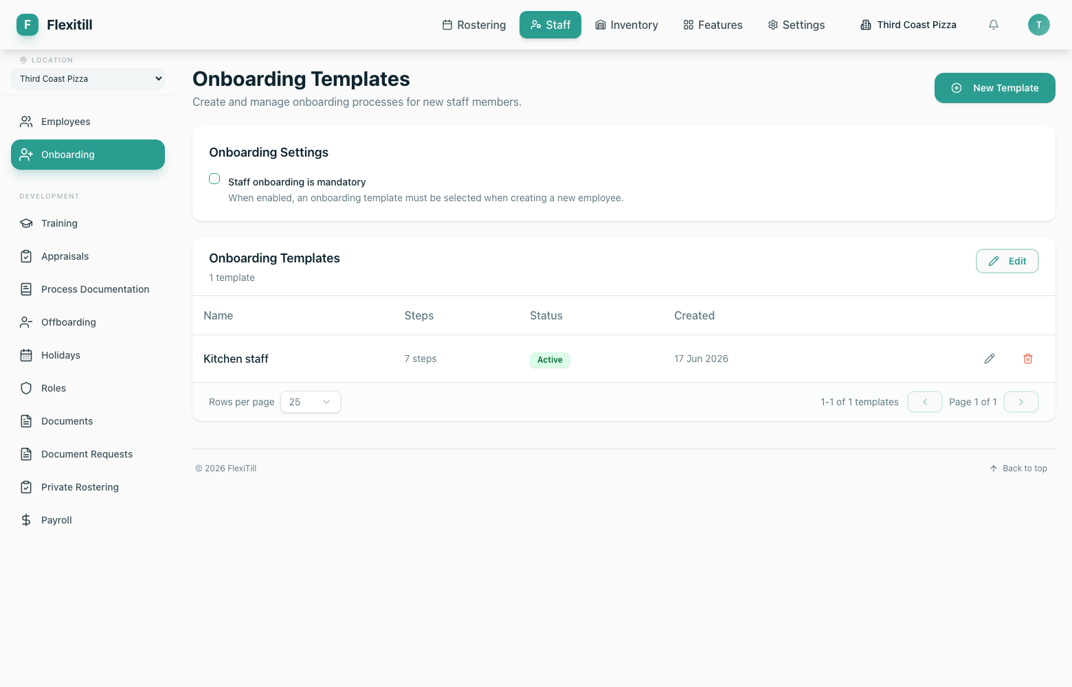 Onboarding templates